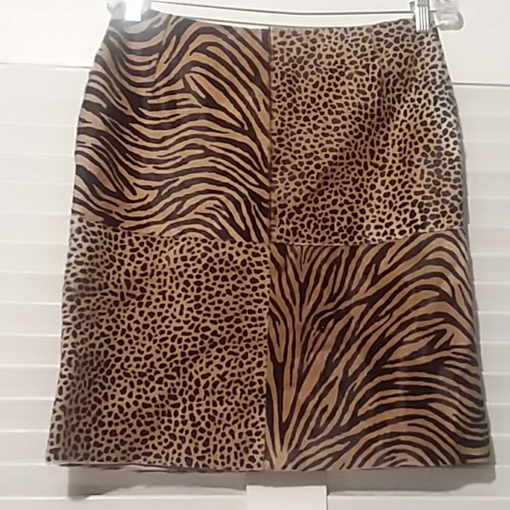 Escada Animal Print Skirt - Brown and Black